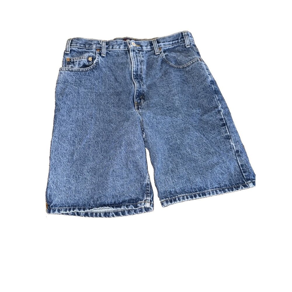 Men's Arizona Loose Fit Blue Denim Shorts 36 34 Medium Wash Skater Y2K